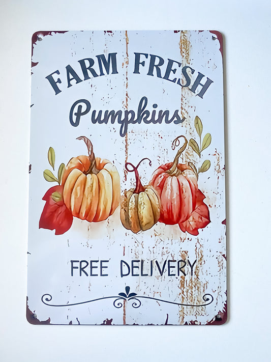 Targa metallo Farm Fresh Pumpkins