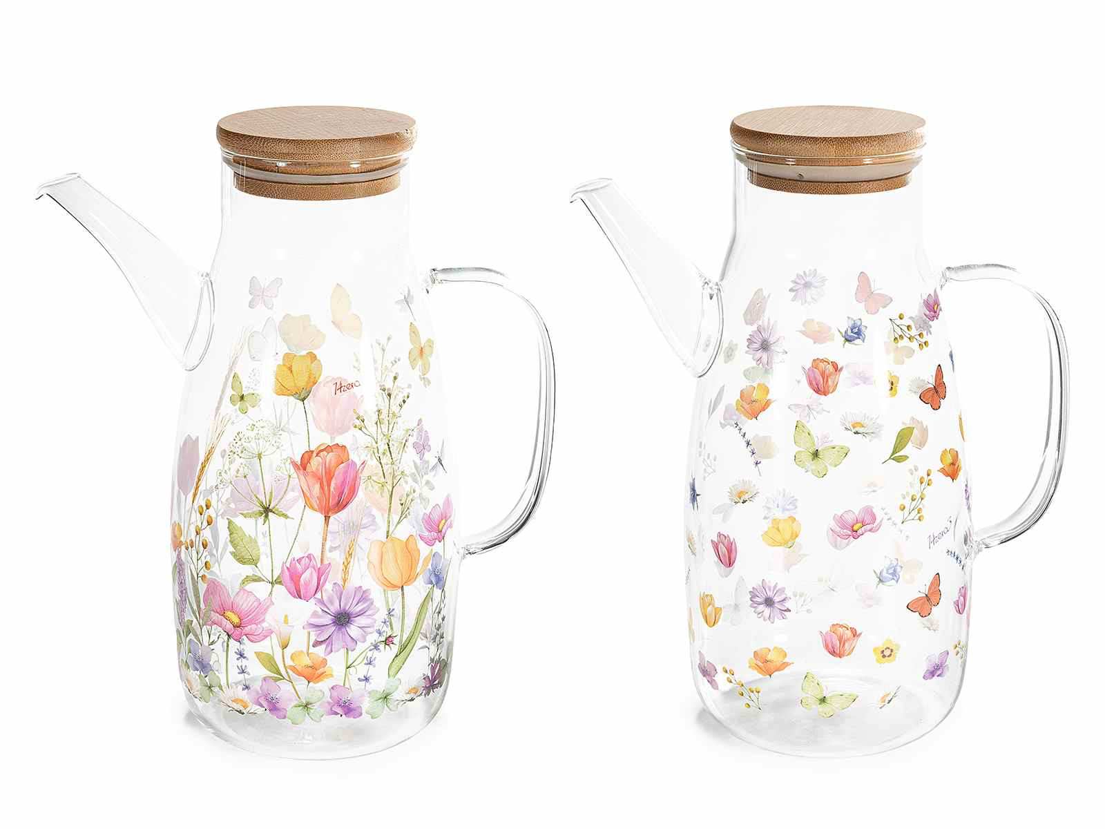 Caraffa vetro con decori