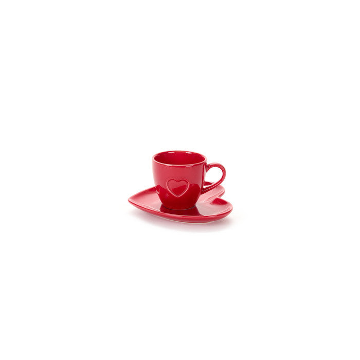 Set 6 Tazzine caffè cuore rosso