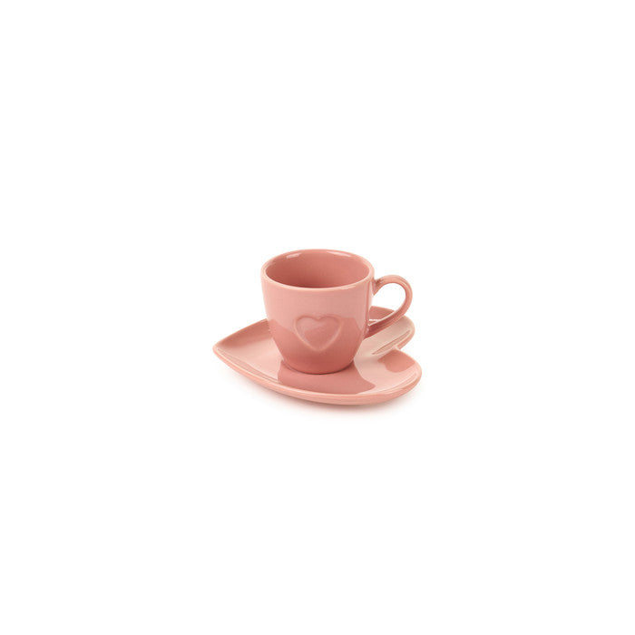 Set 6 Tazzine caffè cuore rosa
