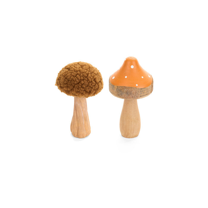 Set 2 Funghi legno e tessuto
