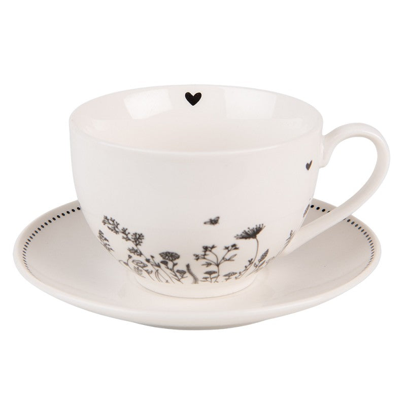 Tazza con Piattino decori neri