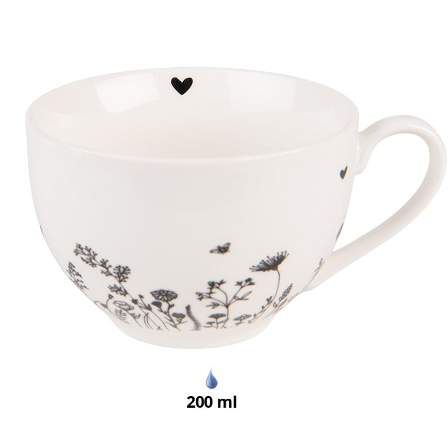 Tazza con Piattino decori neri