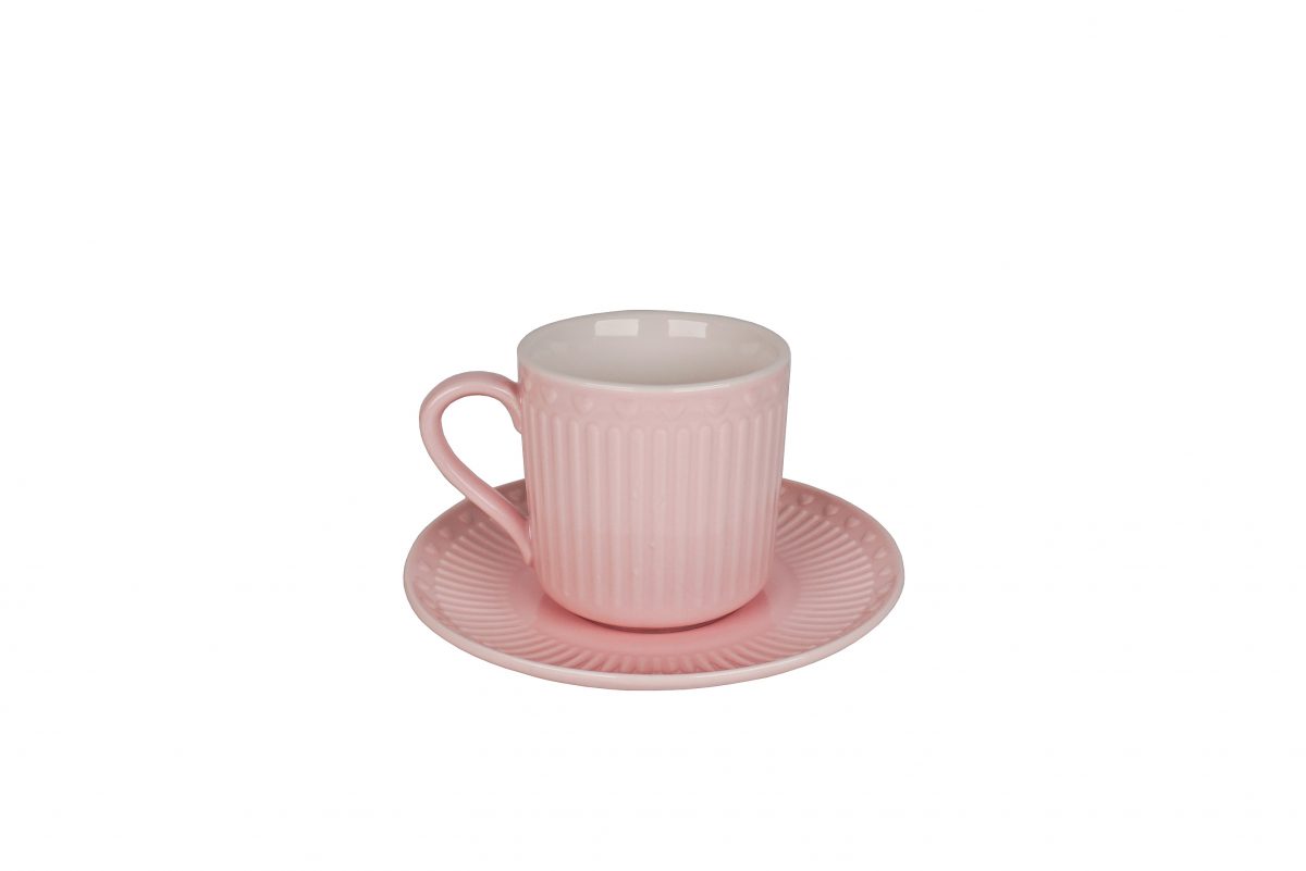 Tazza Rosa con Piattino Love